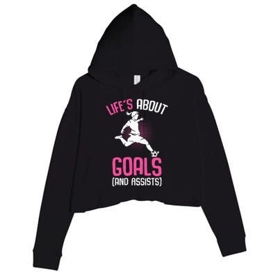 Life´s About Goals Soccer Girl Players Crop Fleece Hoodie