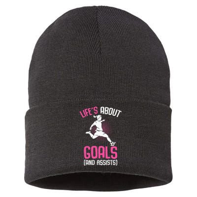 Life´s About Goals Soccer Girl Players Sustainable Knit Beanie