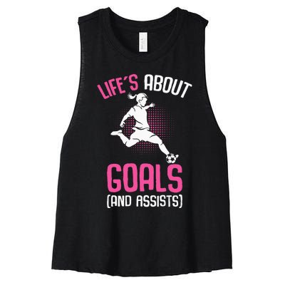 Life´s About Goals Soccer Girl Players Women's Racerback Cropped Tank