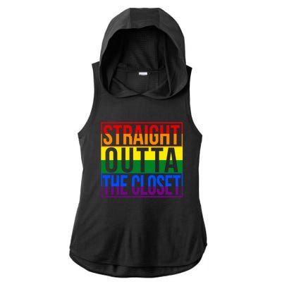 Lgbt Awareness Gift Rainbow Straight Outta The Closet Gift Ladies PosiCharge Tri-Blend Wicking Draft Hoodie Tank