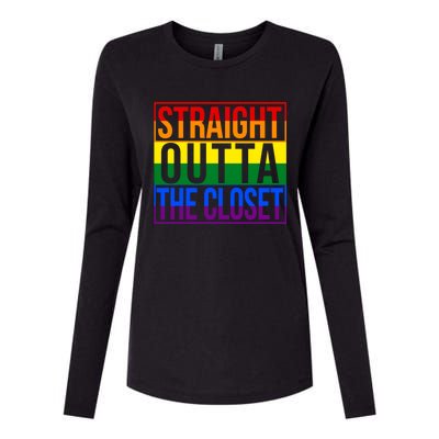 Lgbt Awareness Gift Rainbow Straight Outta The Closet Gift Womens Cotton Relaxed Long Sleeve T-Shirt