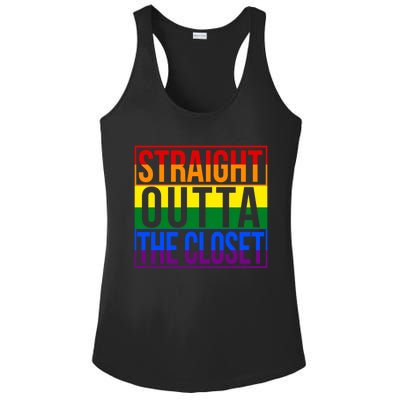 Lgbt Awareness Gift Rainbow Straight Outta The Closet Gift Ladies PosiCharge Competitor Racerback Tank