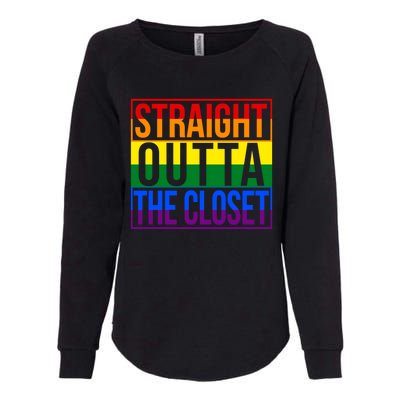 Lgbt Awareness Gift Rainbow Straight Outta The Closet Gift Womens California Wash Sweatshirt