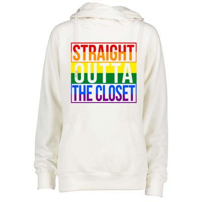 Lgbt Awareness Gift Rainbow Straight Outta The Closet Gift Womens Funnel Neck Pullover Hood