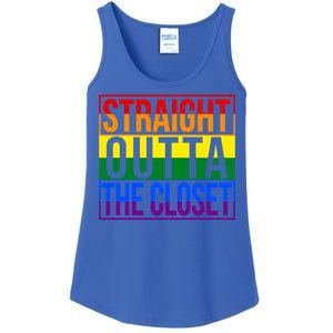 Lgbt Awareness Gift Rainbow Straight Outta The Closet Gift Ladies Essential Tank