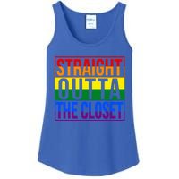 Lgbt Awareness Gift Rainbow Straight Outta The Closet Gift Ladies Essential Tank