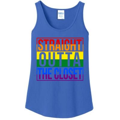 Lgbt Awareness Gift Rainbow Straight Outta The Closet Gift Ladies Essential Tank