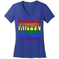 Lgbt Awareness Gift Rainbow Straight Outta The Closet Gift Women's V-Neck T-Shirt