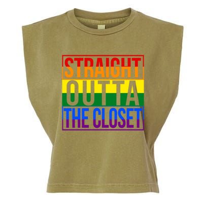 Lgbt Awareness Gift Rainbow Straight Outta The Closet Gift Garment-Dyed Women's Muscle Tee