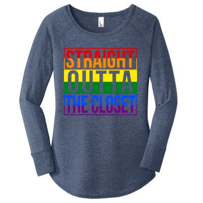 Lgbt Awareness Gift Rainbow Straight Outta The Closet Gift Women's Perfect Tri Tunic Long Sleeve Shirt