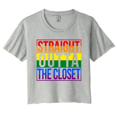 Lgbt Awareness Gift Rainbow Straight Outta The Closet Gift Women's Crop Top Tee