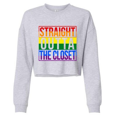 Lgbt Awareness Gift Rainbow Straight Outta The Closet Gift Cropped Pullover Crew