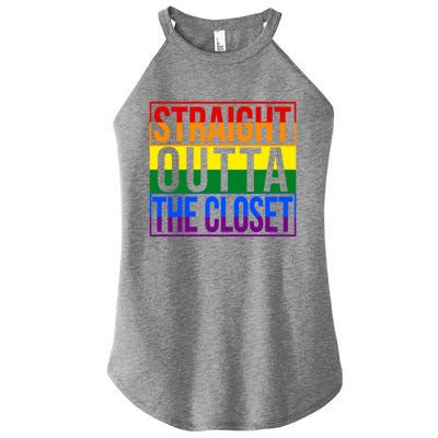 Lgbt Awareness Gift Rainbow Straight Outta The Closet Gift Women's Perfect Tri Rocker Tank