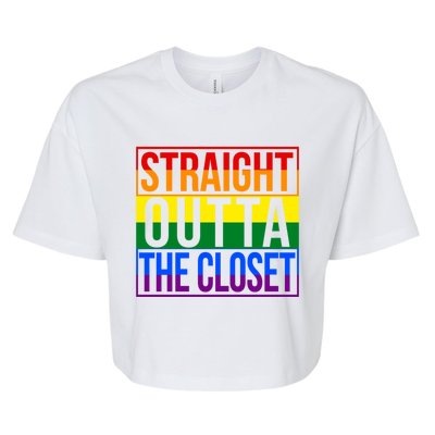 Lgbt Awareness Gift Rainbow Straight Outta The Closet Gift Bella+Canvas Jersey Crop Tee