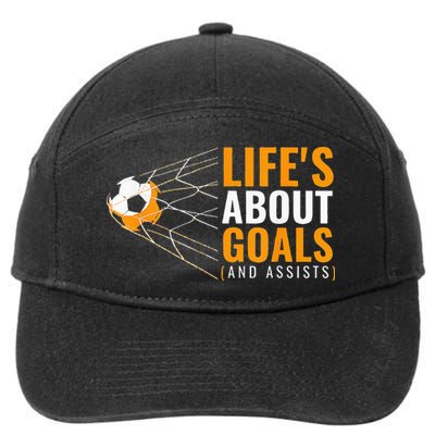Life's About Goals Boy Soccer funny sport lovers 7-Panel Snapback Hat
