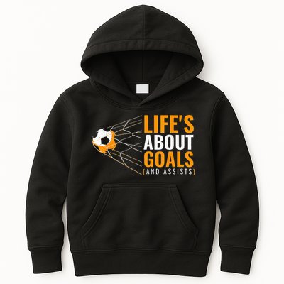 Life's About Goals Boy Soccer funny sport lovers Kids Hoodie