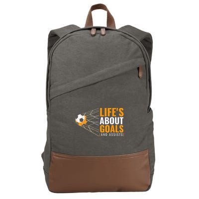 Life's About Goals Boy Soccer funny sport lovers Cotton Canvas Backpack