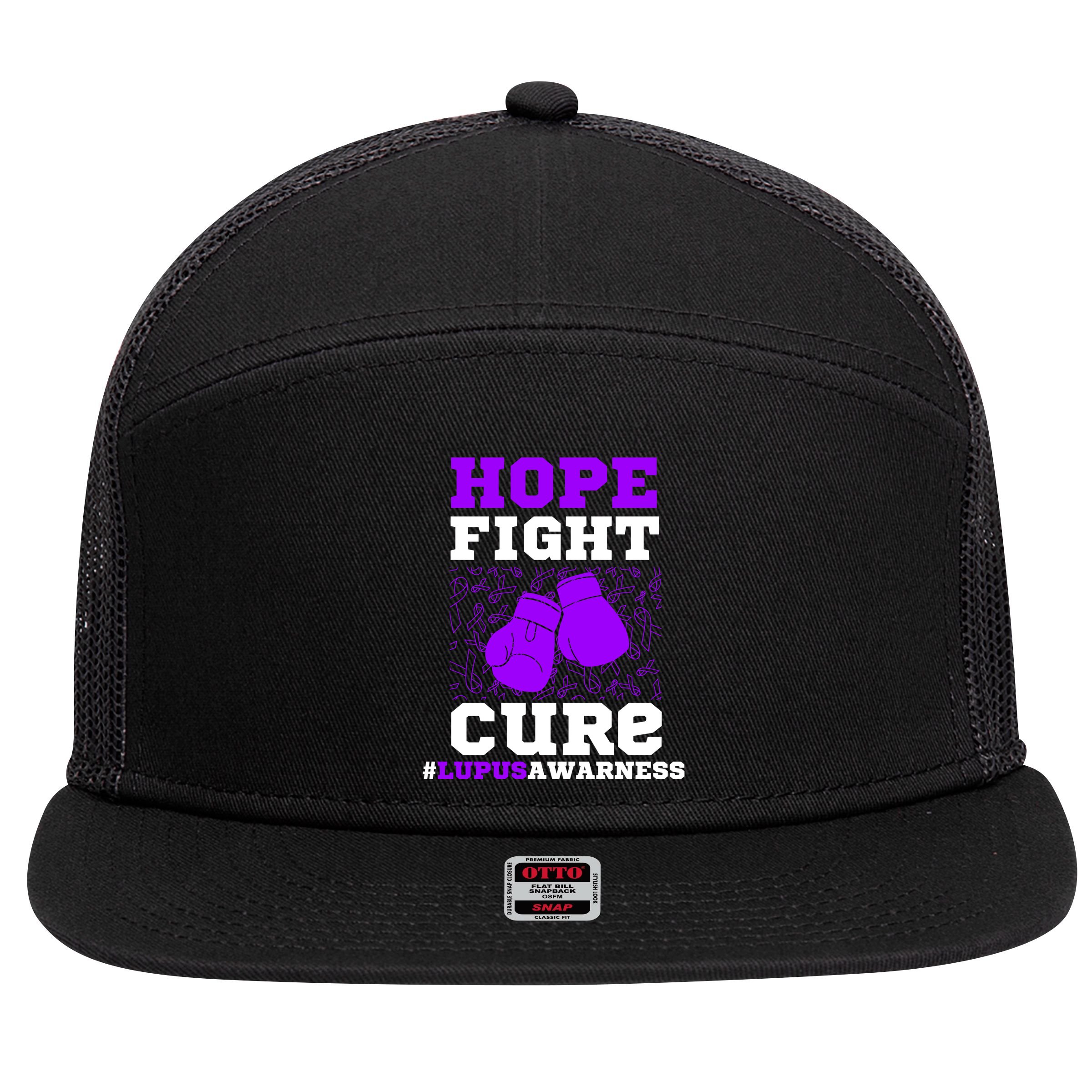 Lupus Awareness Hope Fight Cure 7 Panel Mesh Trucker Snapback Hat