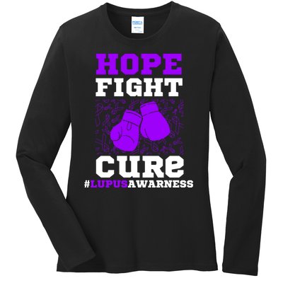 Lupus Awareness Hope Fight Cure Ladies Long Sleeve Shirt