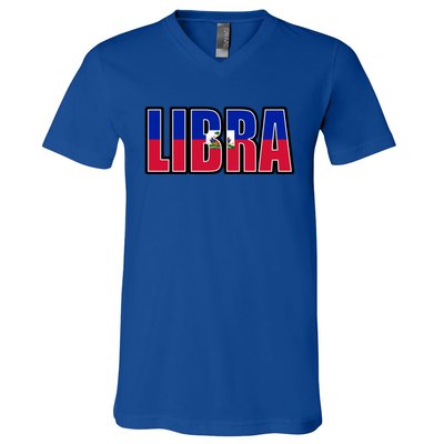 Libra And Haitian Zodiac And Heritage Pride Cool Gift V-Neck T-Shirt