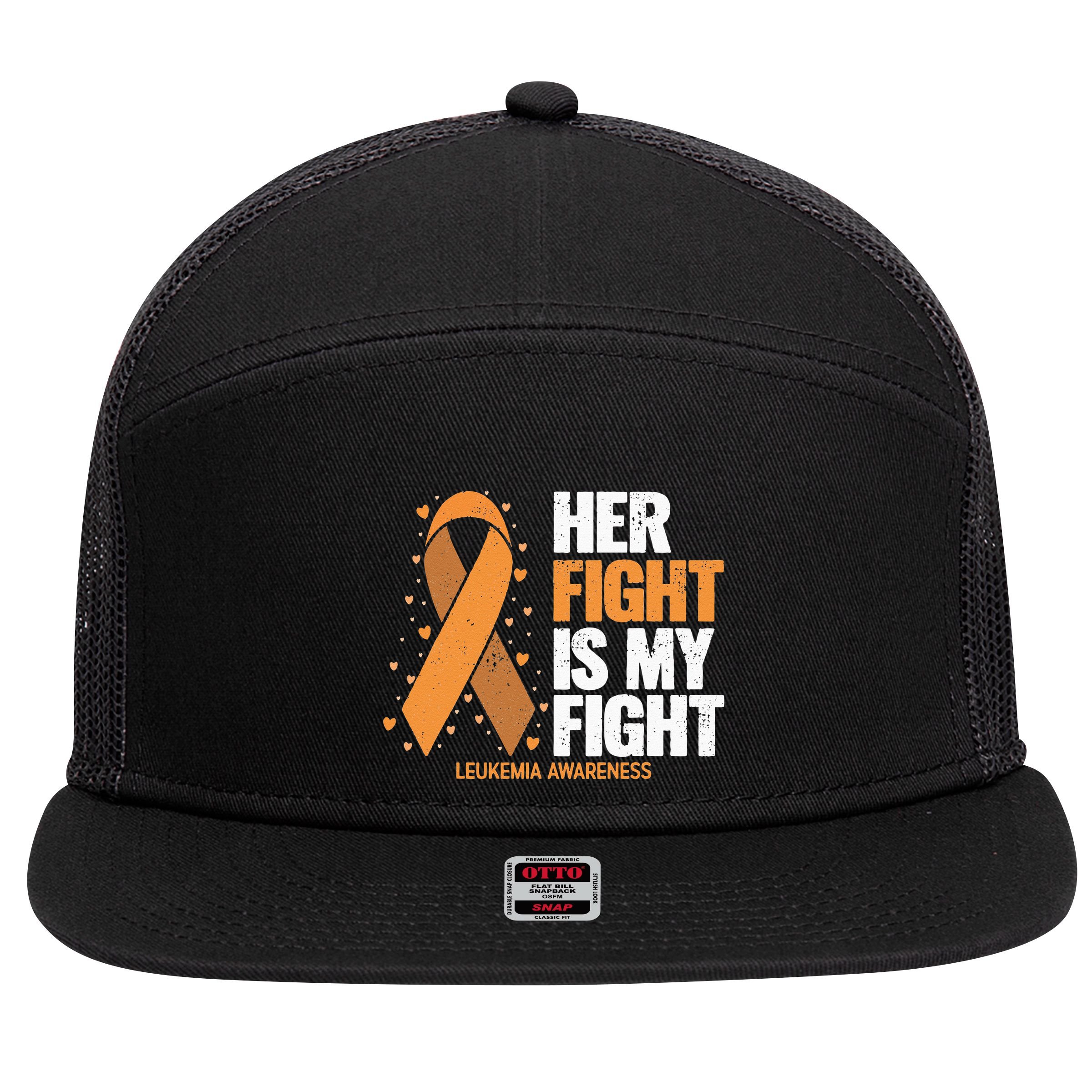 Leukemia Awareness Her Fight Is My Fight Leukemia 7 Panel Mesh Trucker Snapback Hat