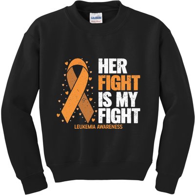 Leukemia Awareness Her Fight Is My Fight Leukemia Kids Sweatshirt