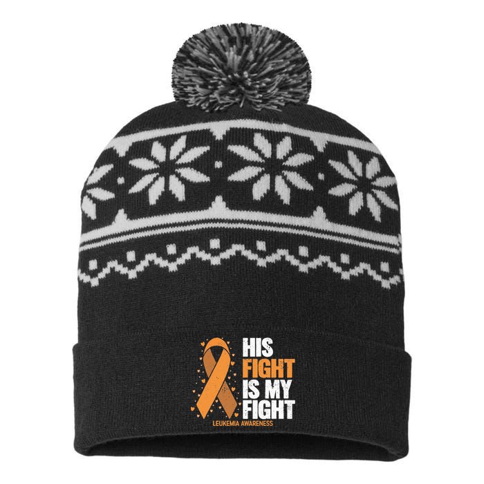 Leukemia Awareness His Fight Is My Fight Leukemia USA-Made Snowflake Beanie