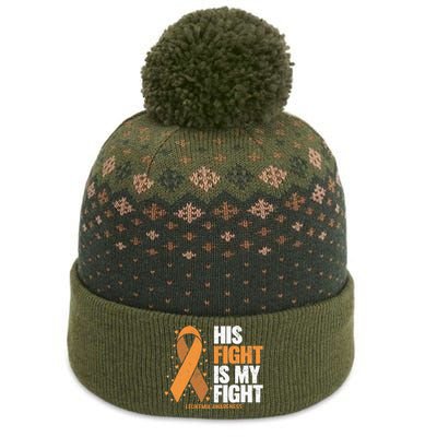 Leukemia Awareness His Fight Is My Fight Leukemia The Baniff Cuffed Pom Beanie