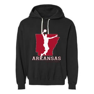 Love Arkansan Hoops Fan Arkansas State Silhouette Basketball Garment-Dyed Fleece Hoodie