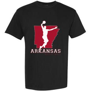 Love Arkansan Hoops Fan Arkansas State Silhouette Basketball Garment-Dyed Heavyweight T-Shirt