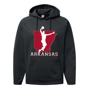 Love Arkansan Hoops Fan Arkansas State Silhouette Basketball Performance Fleece Hoodie