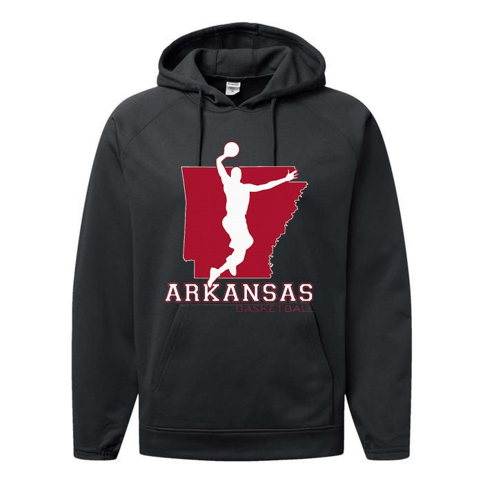 Love Arkansan Hoops Fan Arkansas State Silhouette Basketball Performance Fleece Hoodie