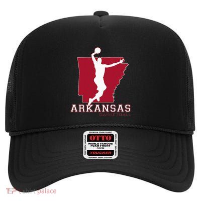 Love Arkansan Hoops Fan Arkansas State Silhouette Basketball High Crown Mesh Back Trucker Hat