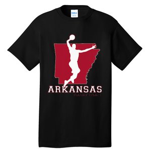 Love Arkansan Hoops Fan Arkansas State Silhouette Basketball Tall T-Shirt