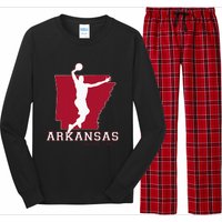 Love Arkansan Hoops Fan Arkansas State Silhouette Basketball Long Sleeve Pajama Set