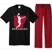 Love Arkansan Hoops Fan Arkansas State Silhouette Basketball Pajama Set