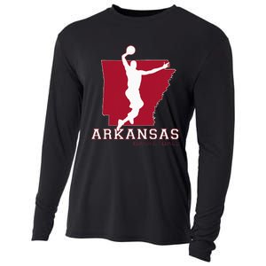 Love Arkansan Hoops Fan Arkansas State Silhouette Basketball Cooling Performance Long Sleeve Crew