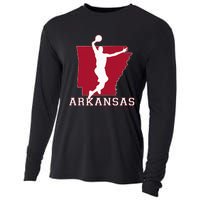 Love Arkansan Hoops Fan Arkansas State Silhouette Basketball Cooling Performance Long Sleeve Crew