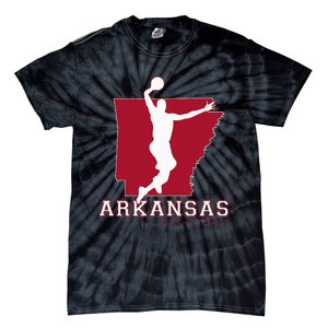 Love Arkansan Hoops Fan Arkansas State Silhouette Basketball Tie-Dye T-Shirt