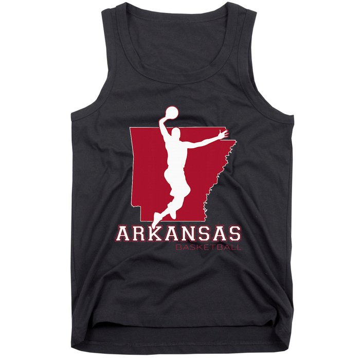 Love Arkansan Hoops Fan Arkansas State Silhouette Basketball Tank Top