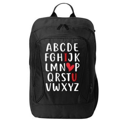 Love Abc Heart Funny Valentines Present Gift City Backpack