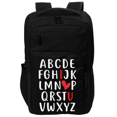 Love Abc Heart Funny Valentines Present Gift Impact Tech Backpack