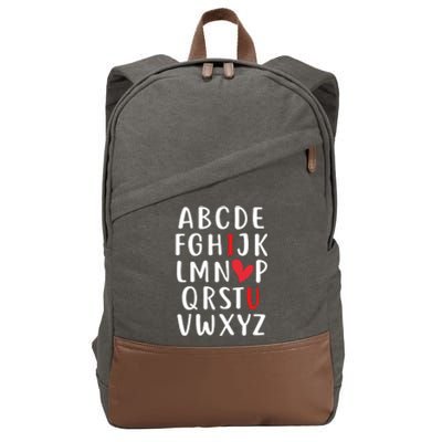 Love Abc Heart Funny Valentines Present Gift Cotton Canvas Backpack