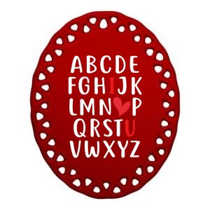 Love Abc Heart Funny Valentines Present Gift Ceramic Oval Ornament