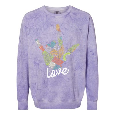 Love Asl Interpreter Hand Sign Language Translator Colorblast Crewneck Sweatshirt