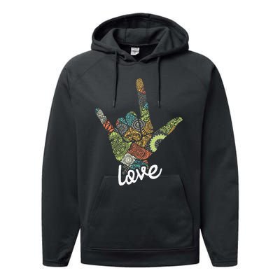 Love Asl Interpreter Hand Sign Language Translator Performance Fleece Hoodie