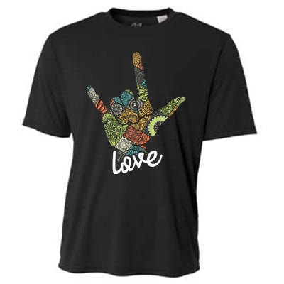 Love Asl Interpreter Hand Sign Language Translator Cooling Performance Crew T-Shirt