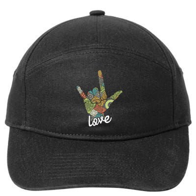 Love Asl Interpreter Hand Sign Language Translator 7-Panel Snapback Hat