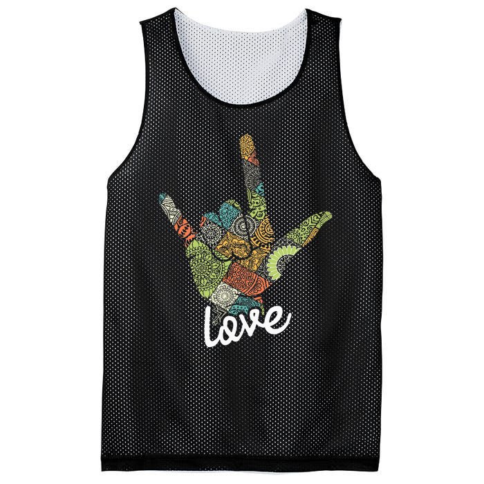 Love Asl Interpreter Hand Sign Language Translator Mesh Reversible Basketball Jersey Tank