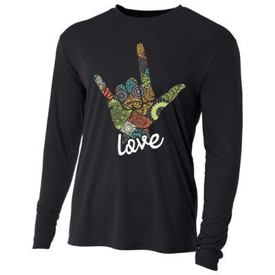 Love Asl Interpreter Hand Sign Language Translator Cooling Performance Long Sleeve Crew